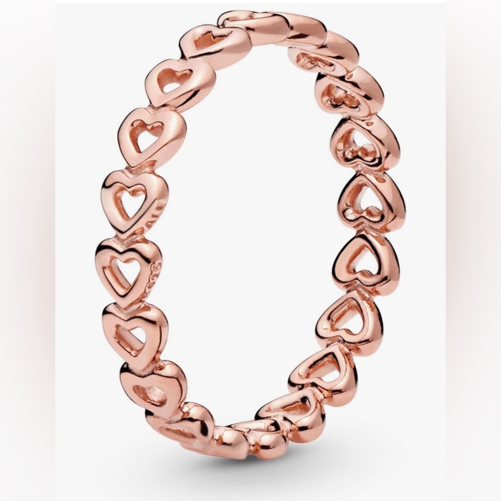 Pandora rose gold linked love heart ring